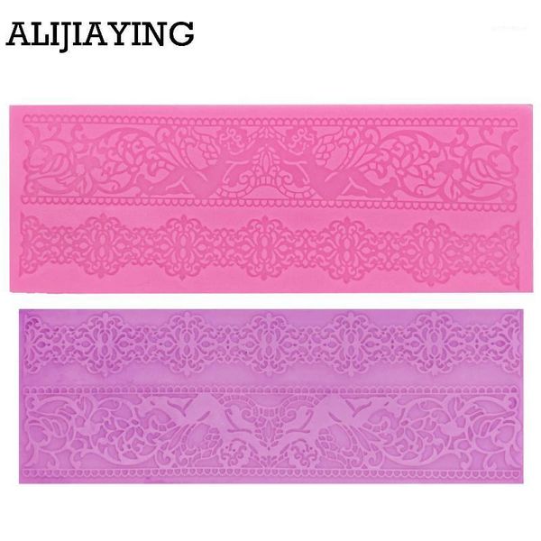 

cake tools m0361 lace flower pattern/border silicone mold decorating baking for fondant cakes wedding1
