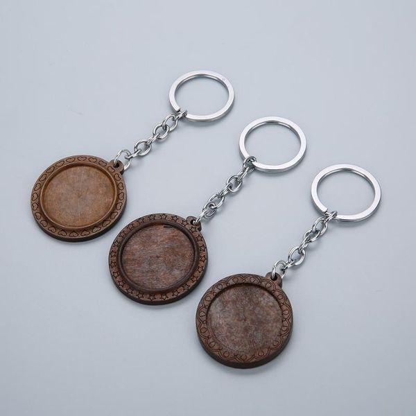 

louleur brown wood cabochon base 25mm 30mm dia blank wooden key ring pendant trays for diy key chain jewelry accessorie qylshb, Silver