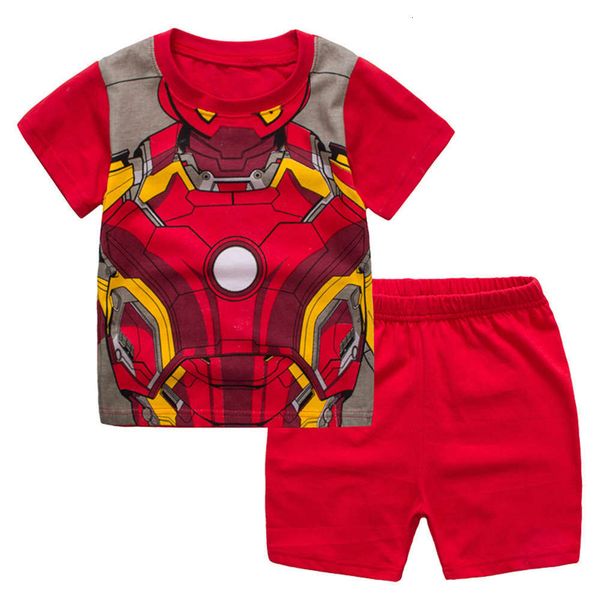 

conditioning cotton summer suit pajamas air short sve shorts two piece children's home cloth, Blue;red