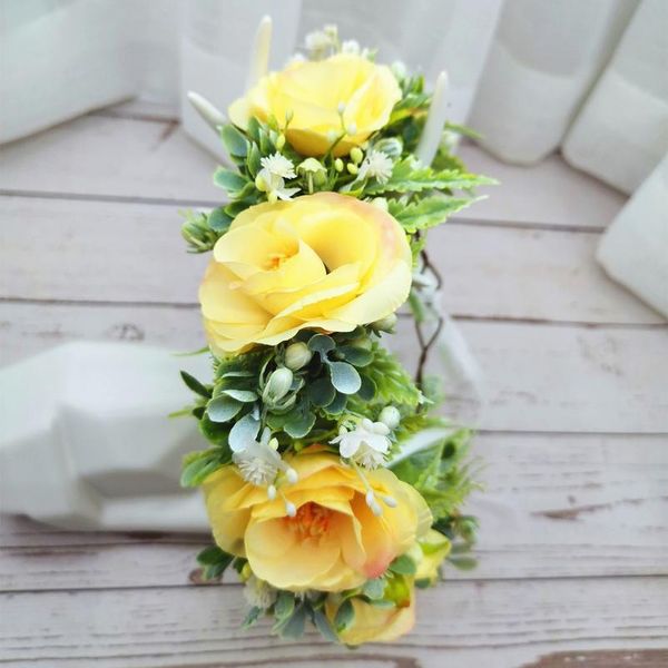 

women girls flower crown birthday party headband women hair accessories headdress girl floral garland wedding floral qyltli