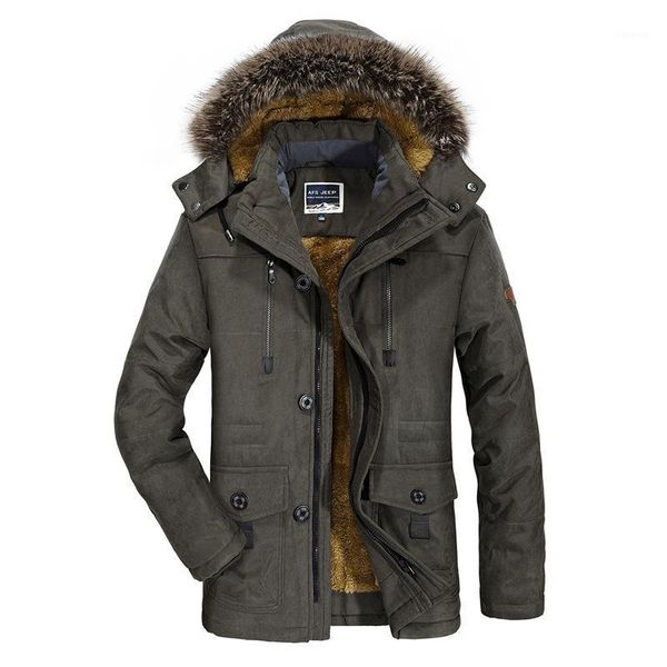 

men men's wear cotton-padded jacket winter cotton-padded clothes added hair thickening big yards long coat1, Black