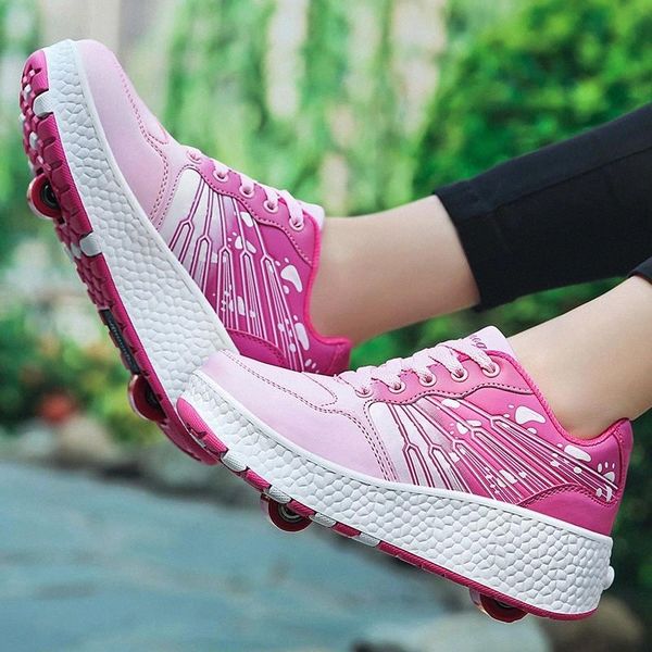 

size 32-42 roller sneaker tennis shoes for children boy girl sneakers with double wheels for kids boys girls skating shoes #ta4r