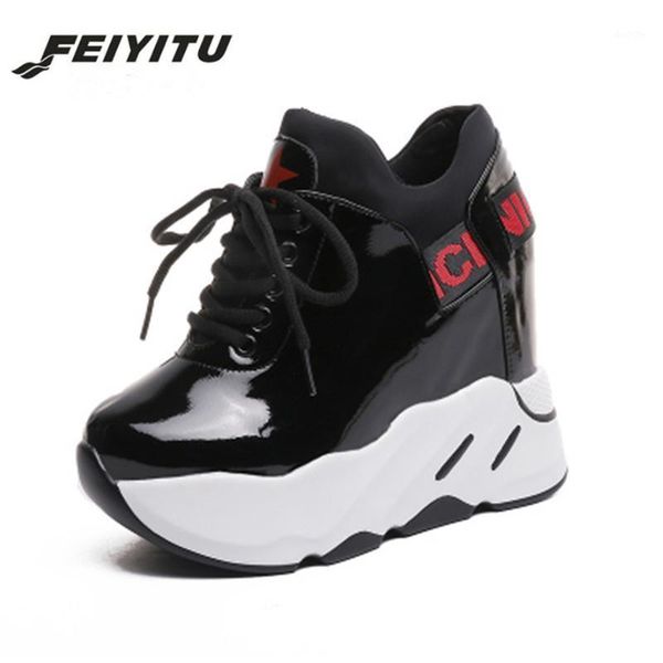 

feiyitu hidden wedge heels fashion women's elevator shoes casual for women high heel trainers 2021 white black1, Black