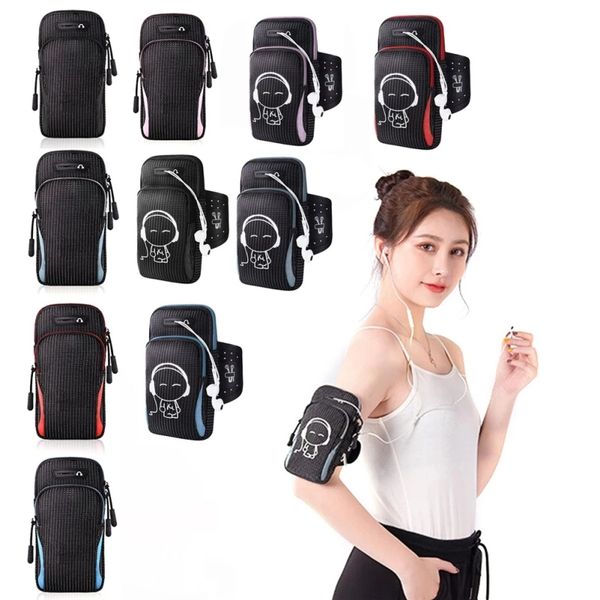 

Running Men Women Arm Bags Phone Money Keys Outdoor Sports Arm Package Bag with Headset Hole for 4-6.5 Inch phone