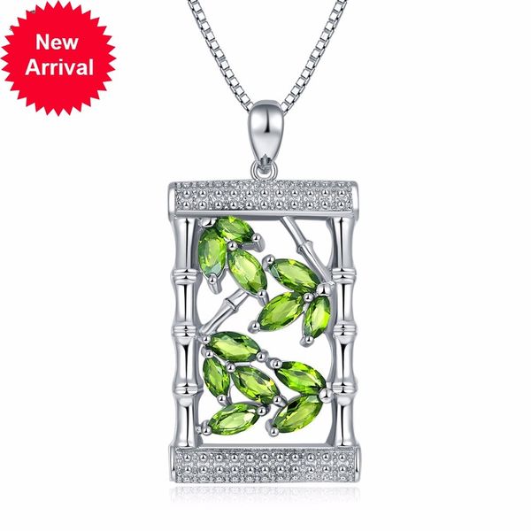 

hutang 2.93ct solid 925 sterling silver gemstone natural chrome diopside z collar penguin from thin jewels bamboo for women