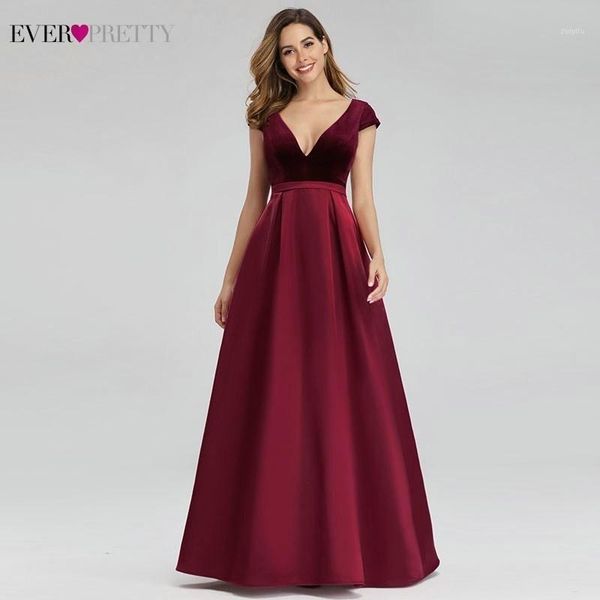 

ever pretty burgundy long prom dresses a-line v-neck velour elegant formal evening party dresses mezuniyet elbiseleri 20191, White;black