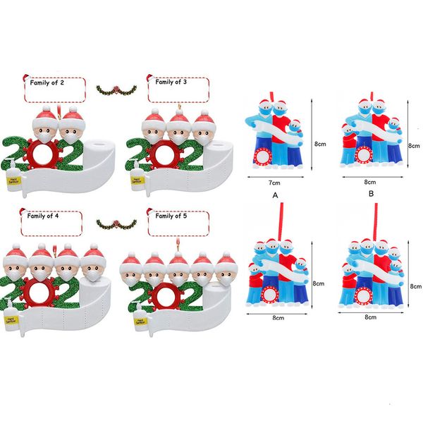 

gift 2020 christmas ornament survivor customized family of 2 3 4 5 6 7 hanging decoration snowman pendant with face mask hand sanitizer