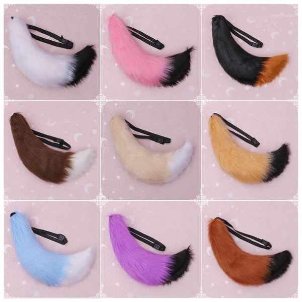

70cm anime simulation plush big tail cosplay comicon cute wolf long tail costume accessories masquerade halloween props1