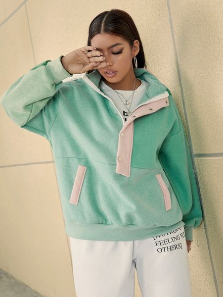 

plus half zip drop shoulder sweatshirt z5vt#, Black