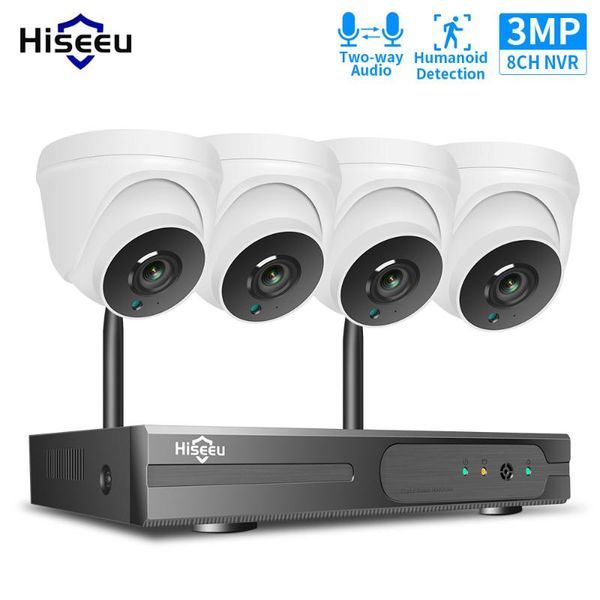 

hiseeu 3mp 1080p hd ip security camera system kit 8ch nvr kit outdoor smart home wireless wifi video cctv surveillance system