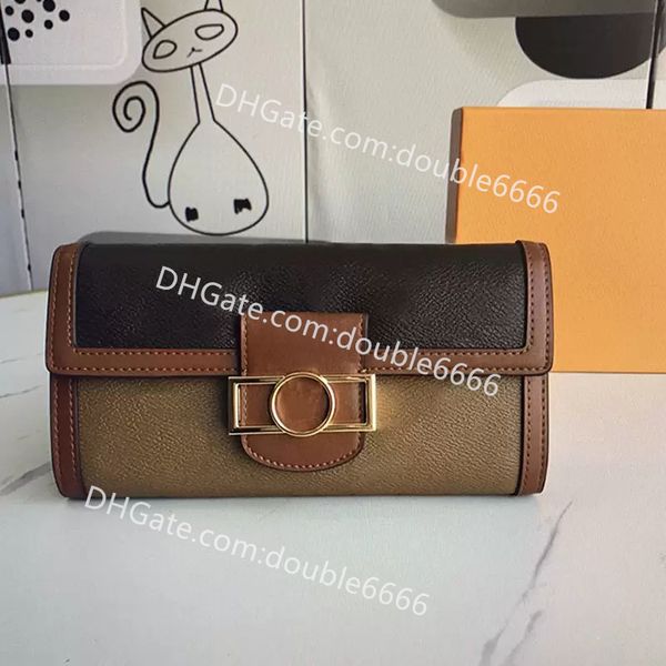 

wallet designer luxury handbags clutch bag card holder pu leather with box letter flower print women girl fashion purse, Red;black