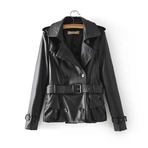 

new autumn women pu leather jacket woman zipper solid color coat female black punk bomber faux leather outwear, Black;white