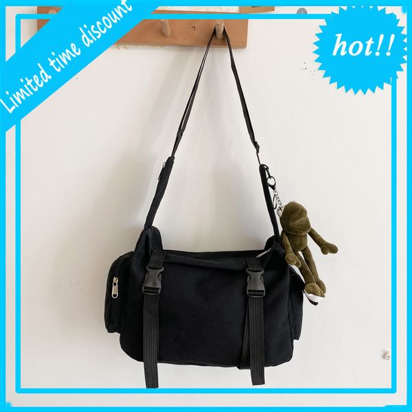 

new soft girl school high capacity art canvas college students' class korean shinjuku style messenger bag