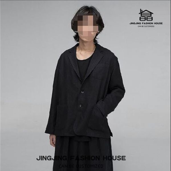 

2021 new m-6xl casual-style male linen simple suit loose. swxt, White;black