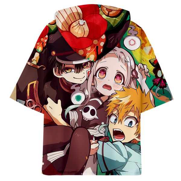 

anime toilet bound hanako kun hooded t-shirt boys and girls cartoon print hoodie t-shirt short sleeve cosplay tshirt 3d clothes, Black