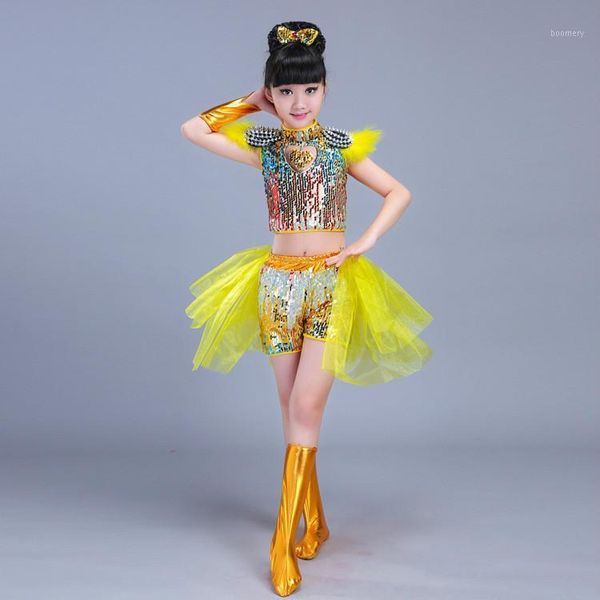 

new children's performance costumes jazz dance clothes children's dance clothes modern street dress1, Black;red