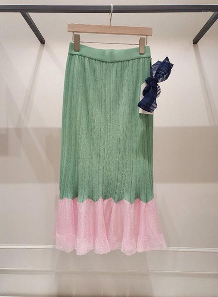 

women skirt 2020 spring and summer new skirt fashionable casual loose color bow knit midi1, Black