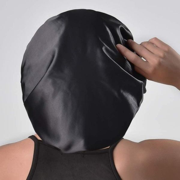 

32cm head wrap shower caps elastic band satin bonnet cap double layer sleeping cap long hair care bathing acc qylgxl