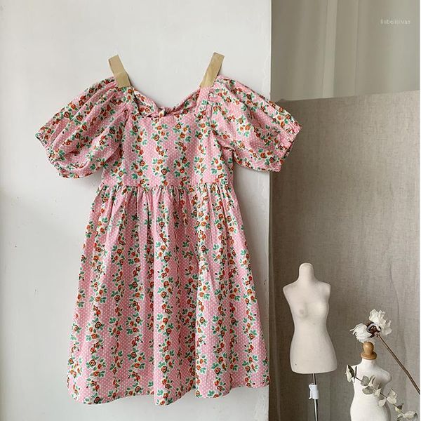 

1pcs floral elegant dress bow puffy princess dress girls trend fashion flower1, Red;yellow