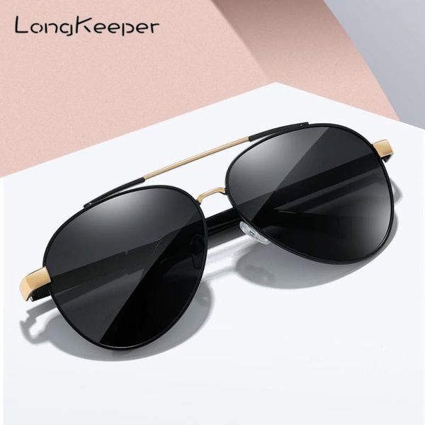 

sunglasses longkeeper classic pilot polarized men women metal frame sun glasses male vintage driving goggle anti-uv oculos, White;black