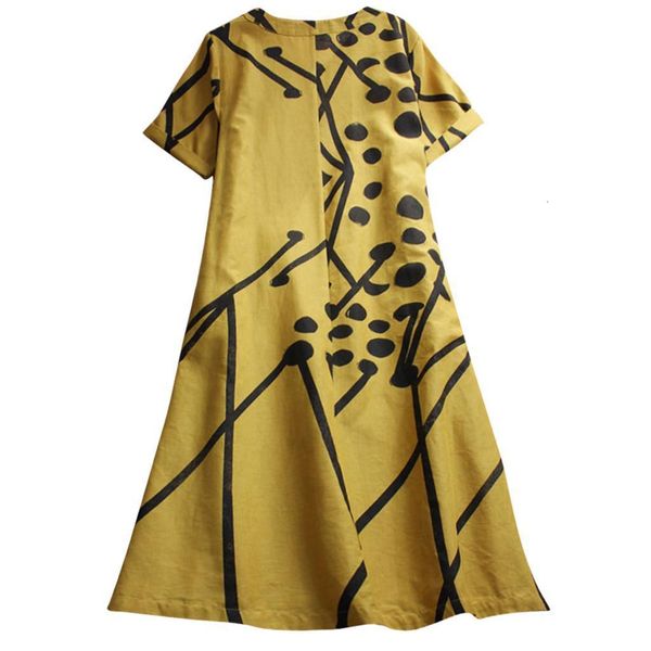 

dress women line pattern large size v-neck print short sleeve yellow dignified noble popular short dress summer, Black;gray