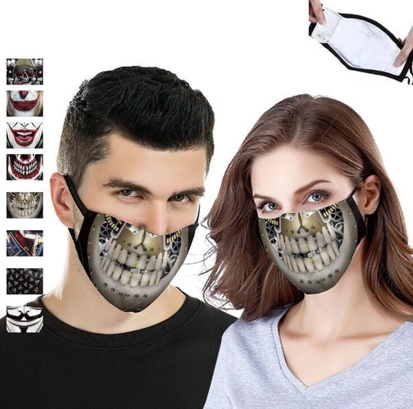 

digital joker skull face factory printing washable dust respirator halloween party mask for women men cotton masks pr2uy