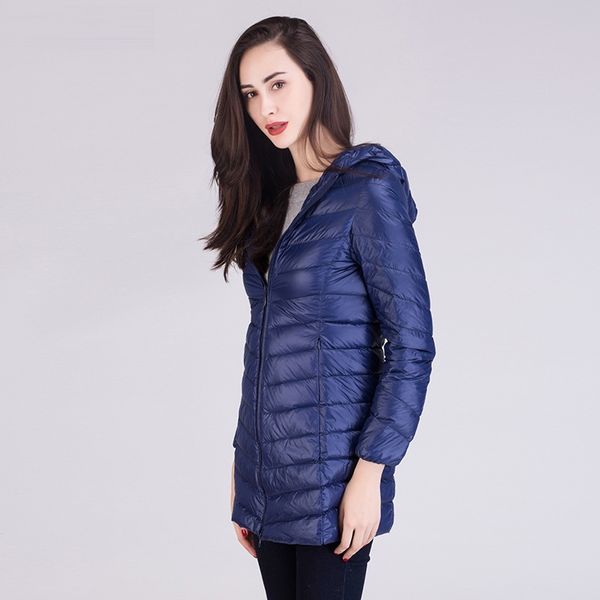 

2021 new women ultra light white women's down jacket long female winter warm coat woman slim windbreaker coats ur7c, Black