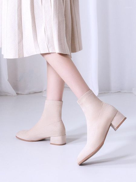 

short boots women 2020 new autumn and winter plush elastic boots1, Black