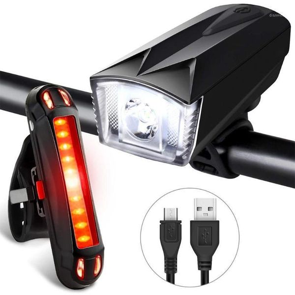 

bike lights light set powerful bicycle headlight + tail usb rechargeable led front back rear road cycling1