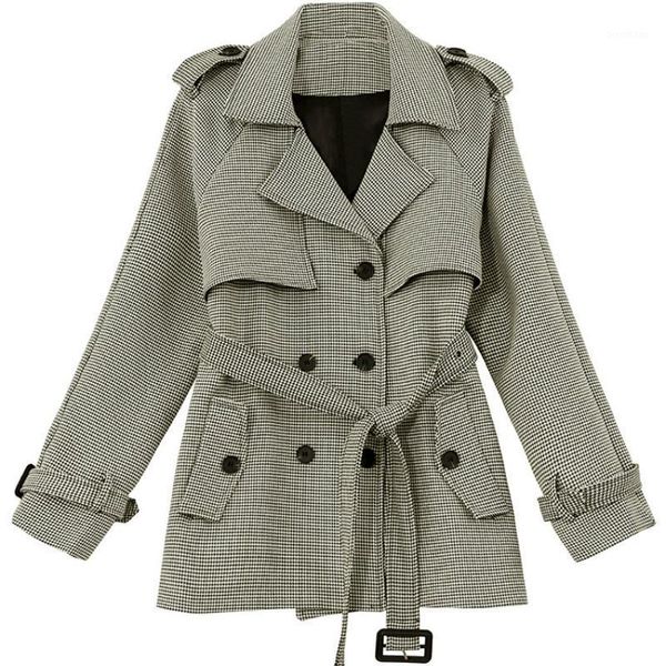 

autumn and winter new fashion sweet plaid windbreaker slim slimming sweet windbreaker british style jacket female trend1, Tan;black