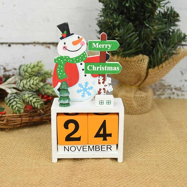 

1 шт. деревянное рождественское календарь санта-клаус снеговик олень настольный орнамент деревянные diy xmas украшения для дома 2021 новогод