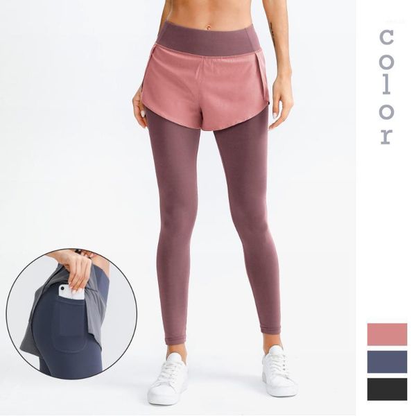 

yoga outfits moonglade gym leggings pants fitness sports running high-waist buttocks fake two-piece slim comfortable women1, White;red