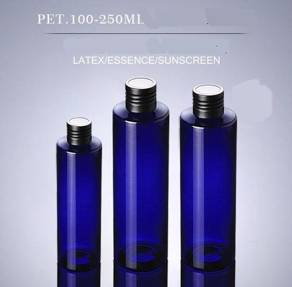 1000 pcs / lote 100ml 200ml 250ml creme loção cosmética kits de viagem de contêineres vazios frasco de plástico pequeno com tampa de parafuso preta