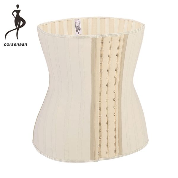 

size xxs-2xl women's latex 25 steel boned waist trainer cincher firm compression shapewear corset nude black lj201211, Black;white