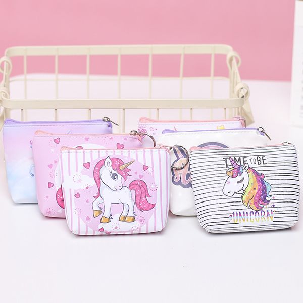 

zipper coin purse small unicorn change purse mini pouch for girls, Red;black