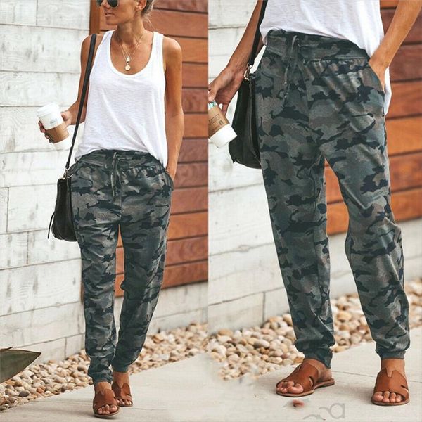 

new fashion women camo cargo high waist pants trousers army military combat camouflage long pants ladies fashion cargo, Black;white