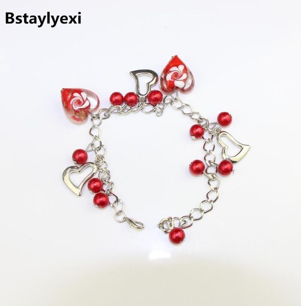 

link, chain bstaylyexi lovely girl silver color women bracelet acrylic bead crystal charm tassel style, Black