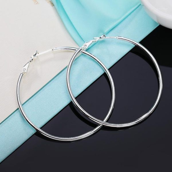 

charm real 925 silver round circle hoop earrings jewellery for women thin small big hoops 50mm 60mm 70mm 80mm1, Golden