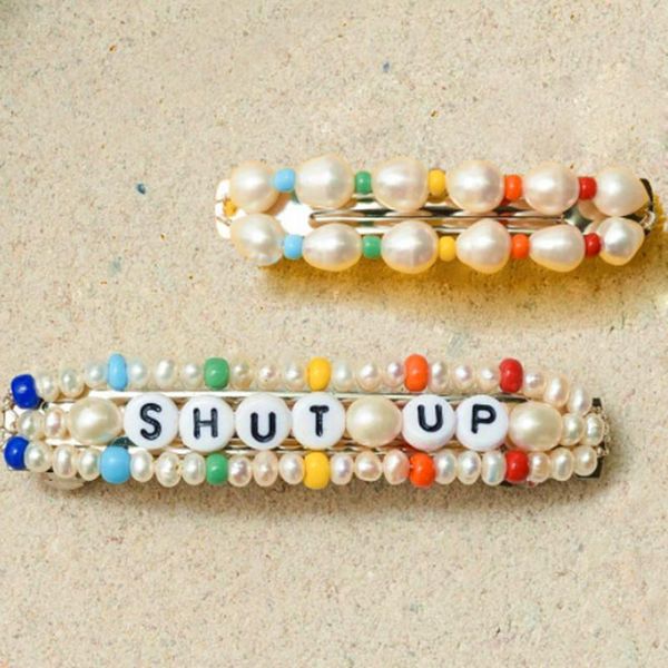 

boho handcrafted multi-color glass seed beads feels elba barrette natural fresh water pearl hair clip pins accessories jewelry, Golden;silver