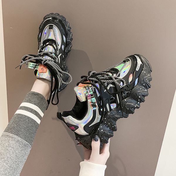 

new thick bottom net red super casual sports shoes for students, Black