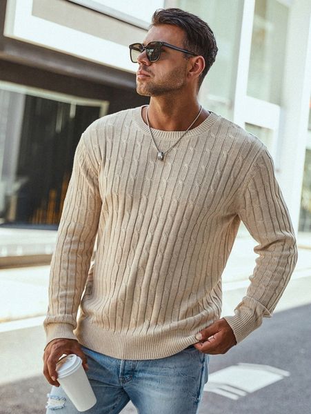 

extended sizes men cable knit sweater a5uw#, White;black