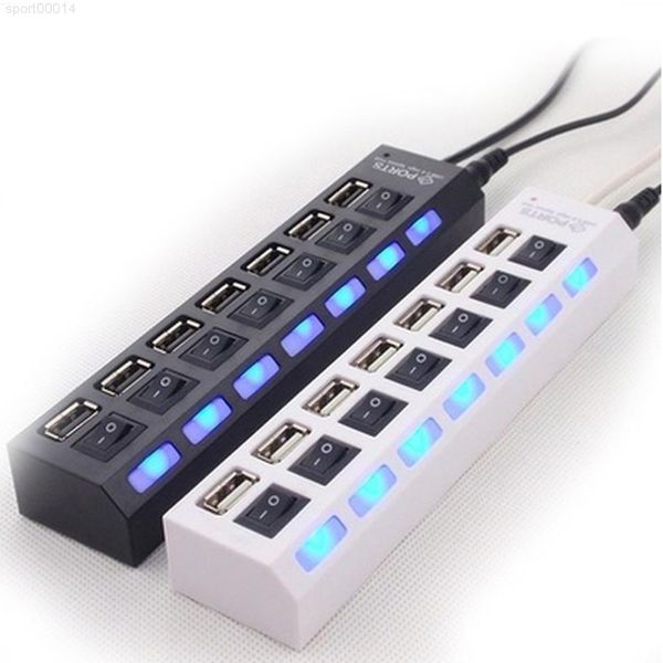 

7 ports led usb 2.0 adapter hub power on/off switch for pc lapbk