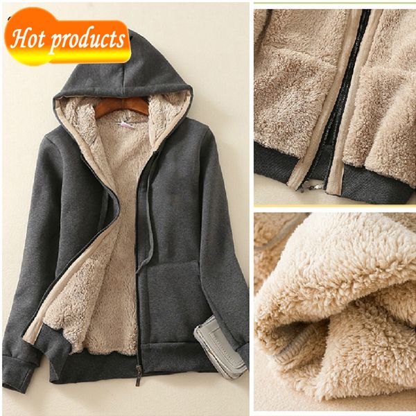 

female winter suit 2-piece sweatshirt woman long sleeve thicken sweaters with hoodie cashmere sports suits for women 3ngz, Gray