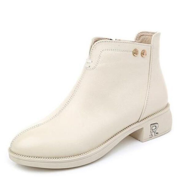

boots british style autumn and winter fashion wild comfort warm shoes snow low heel genuine leather, Black
