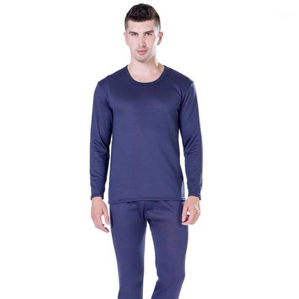 

men fashion o-neck long sleeve plus-velvet thicken thermal underwear set casual winter slim full length elastic waist1, Black;white