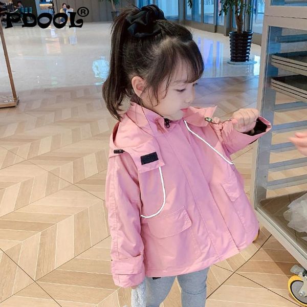 

dfxd toddler outwear winter baby girls solid color fleece hooded windbreaker leisure loose trench coat warm clothes for 2-7yrs, Blue;gray