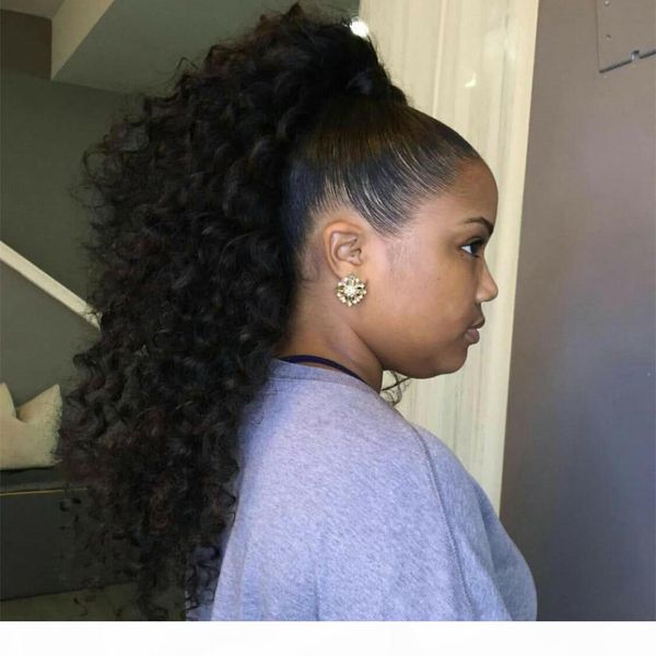 

afro kinky curly puff human hair ponytail extension for black women drawstring curly african american human hair with double clips string