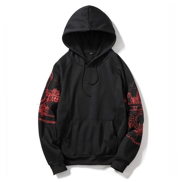 

quality print men's hoodies sweatshirts autumn men hip hop fashion casual male hooded hoody hoodies sweatshirts eu size s-xxl, Black