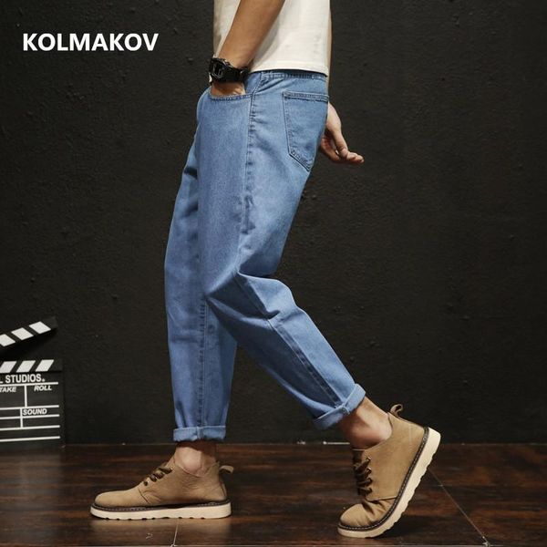 

skinny jeans men 2020 classic male fat jeans elastic loose style blue pants slim fit ankle-length pants denim men