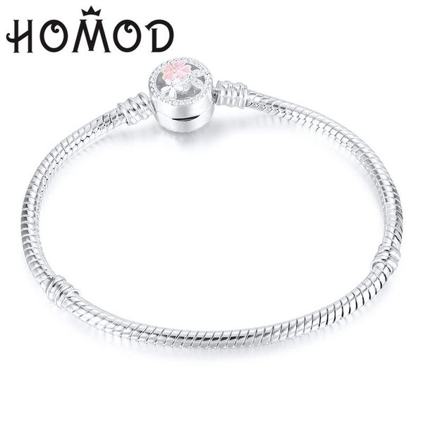 

charm bracelets homod 2021 silver color poetic daisy cherry blossom snake chain bracelet fits brand for women jewelry, Golden;silver